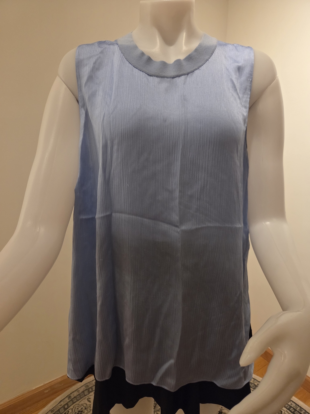 Vince Light Blue Silk Sleeveless Pleated Camisole